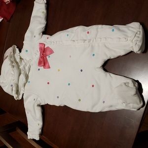 Gymboree quilted snap up, one piece with hood.  Size 3-6 mos., new with tags.